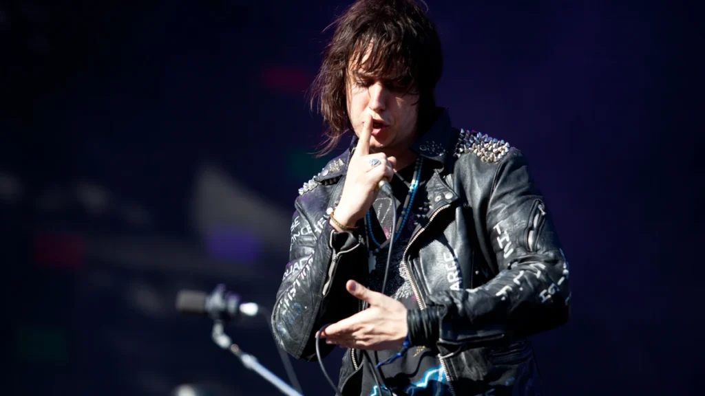 Julian Casablancas of The Strokes performing